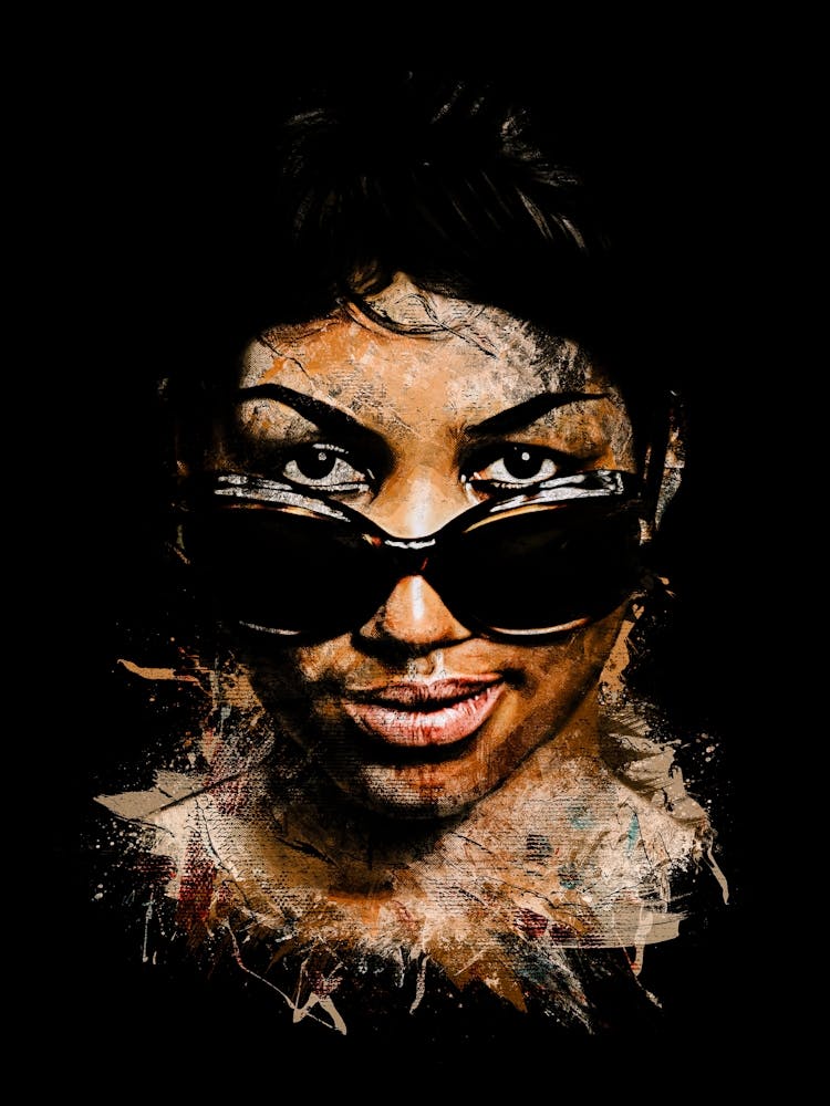 Aretha Franklin Halftone Splash Wearing Sunglasses