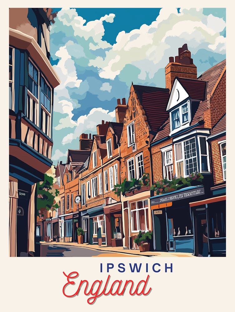 Ipswich England Travel Poster