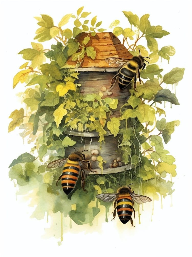 Südliche Ebenen Hummel-Bienenstock Aquarell-Illustration 3