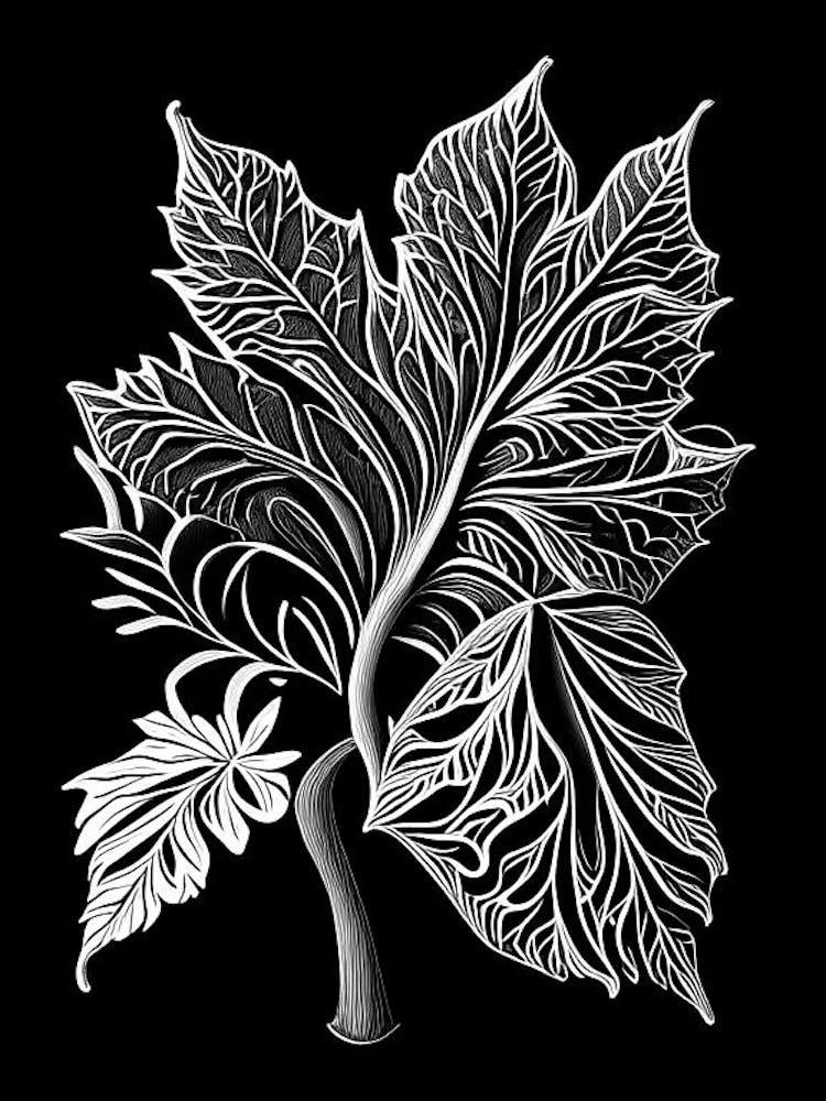 Witch Hazel Leaf Linocut 2
