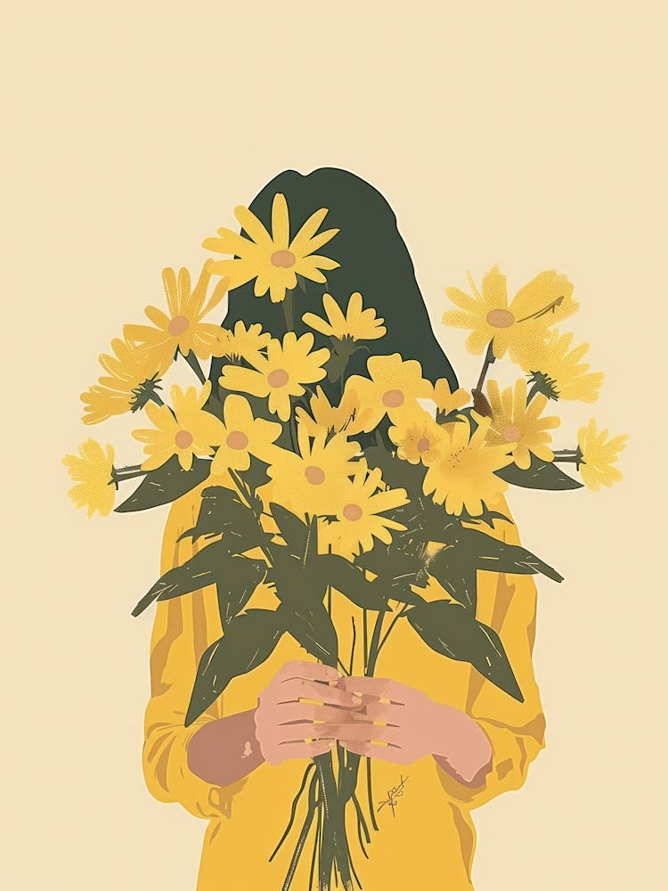 Spring Girl With Yellow Flowers 7