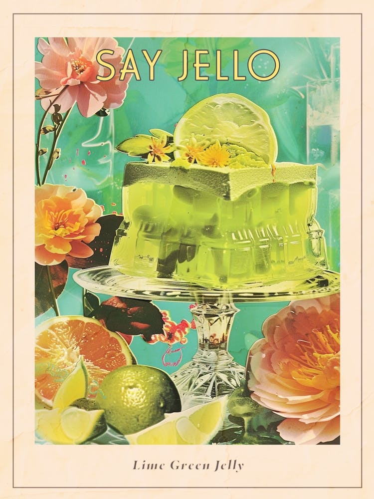 Fruity Lime Green Jelly Retro Collage 2 Poster