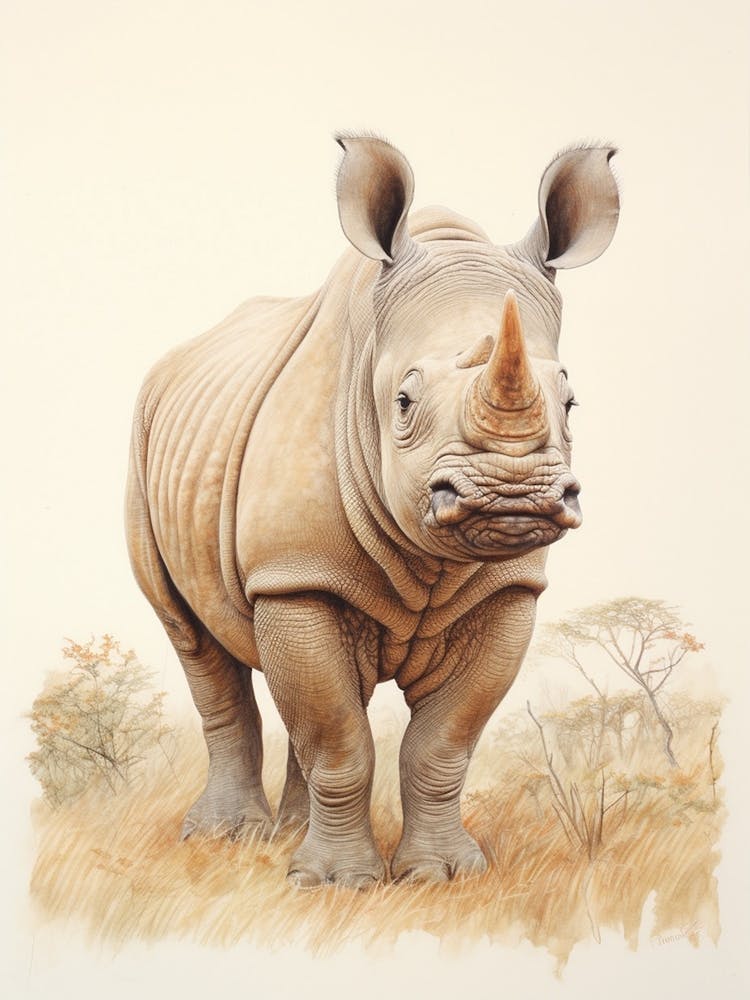 Rhino In The Savannah Landscape 2