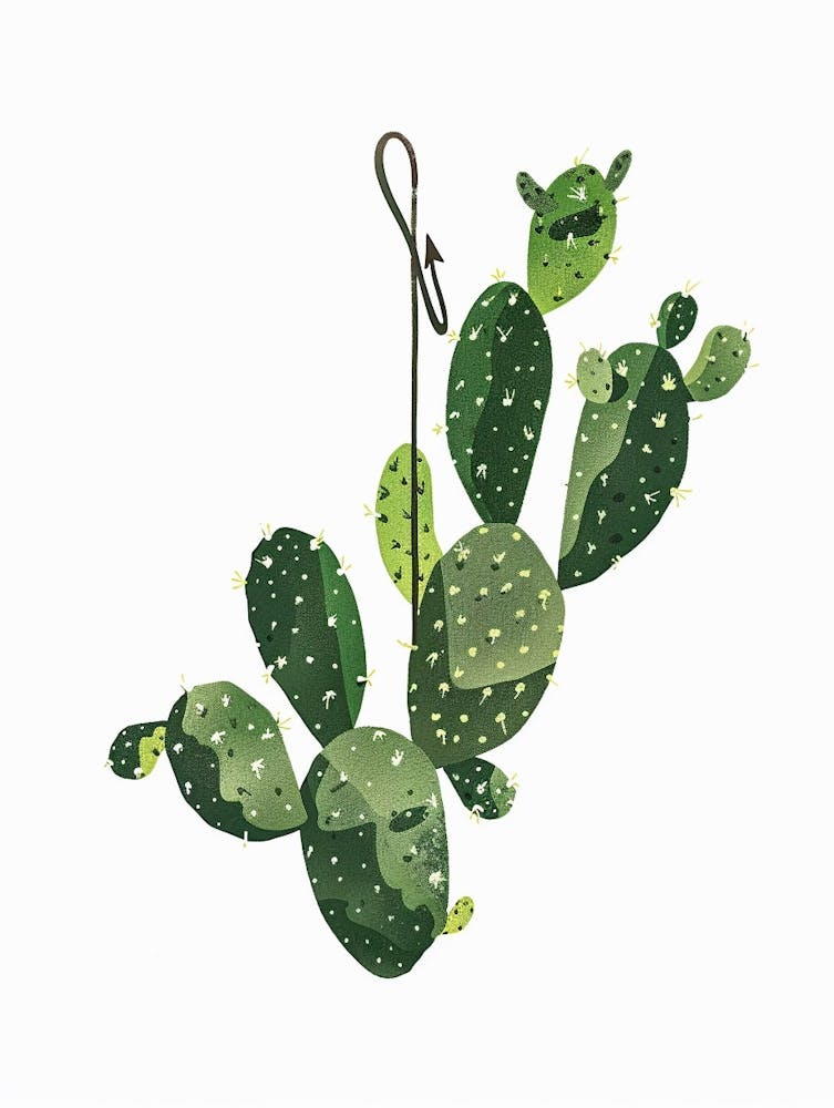 Fishhook Cactus Minimalist Abstract Illustration 3