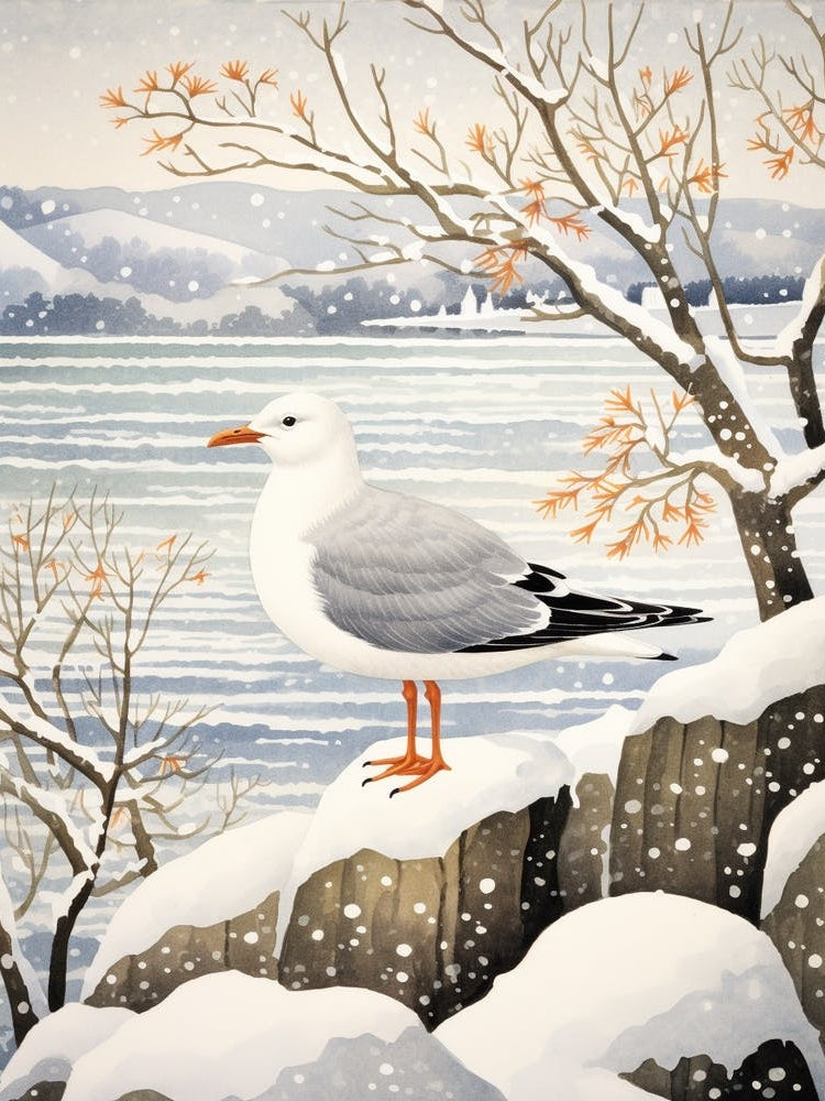 Winter Bird Painting Seagull 3