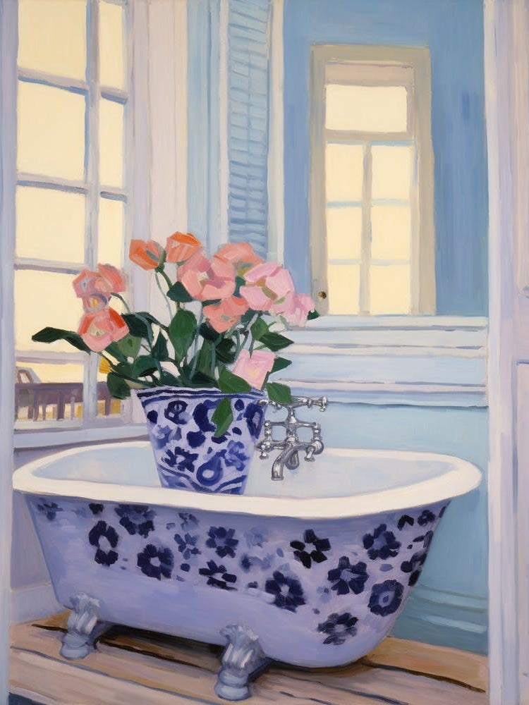 A Bathtube Full Of Pansy In A Bathroom 3