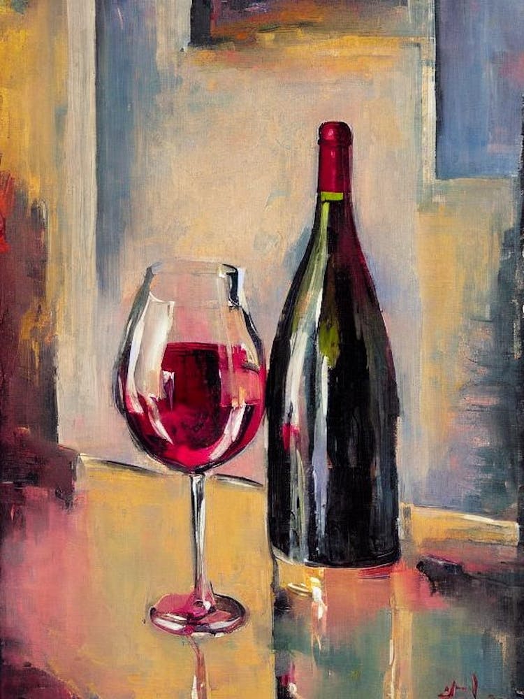 Pinot Noir Rosé Oil Painting Cocktail Poster