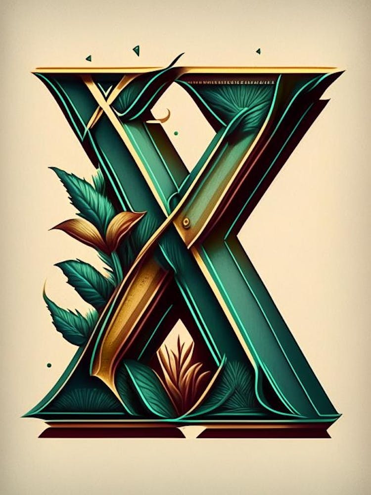 X  Letter, Alphabet Retro Drawing 2
