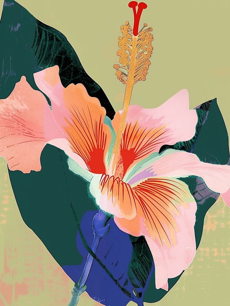Colourful Flower Illustration Hibiscus 1