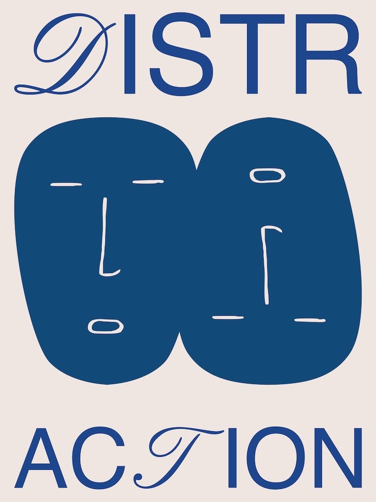 Distraction Blue On Beige