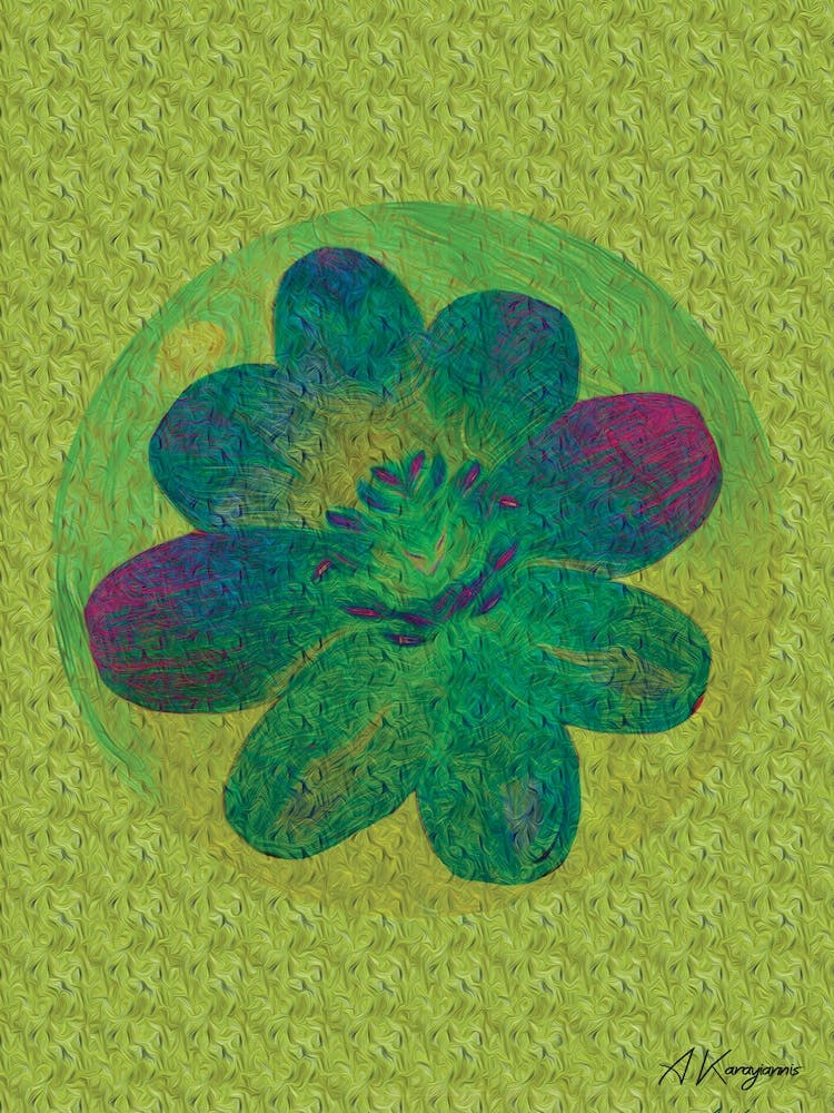 Flower Orb On A Green Background