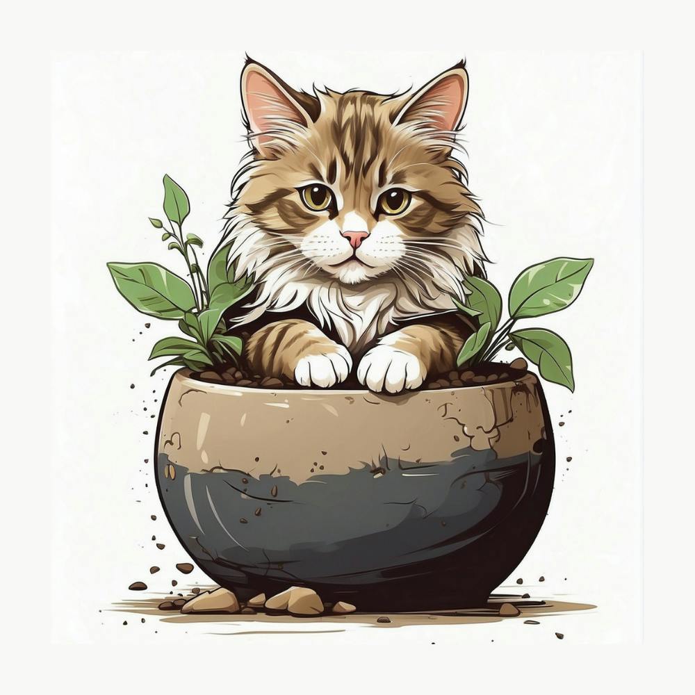 Cat In A Pot