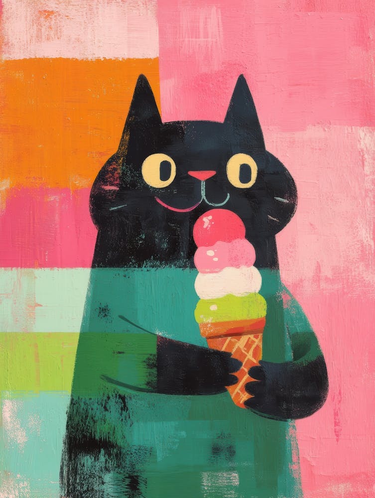 Cat With Ice Cream Cone 1