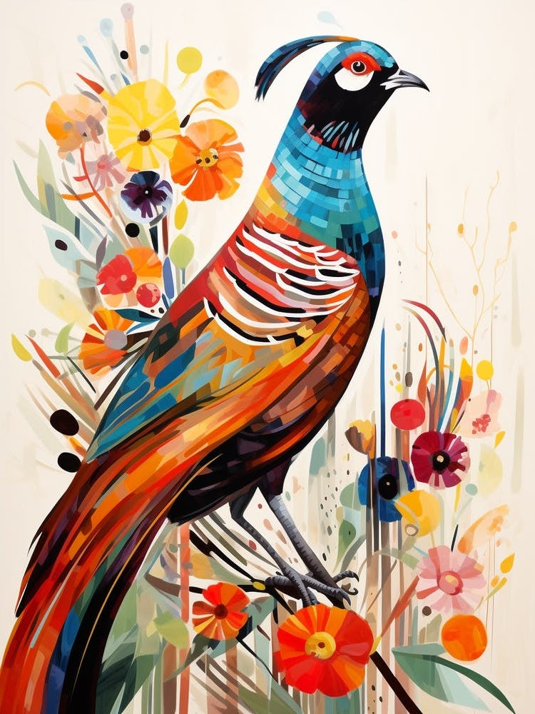 Bird Painting Collage Pheasant 7