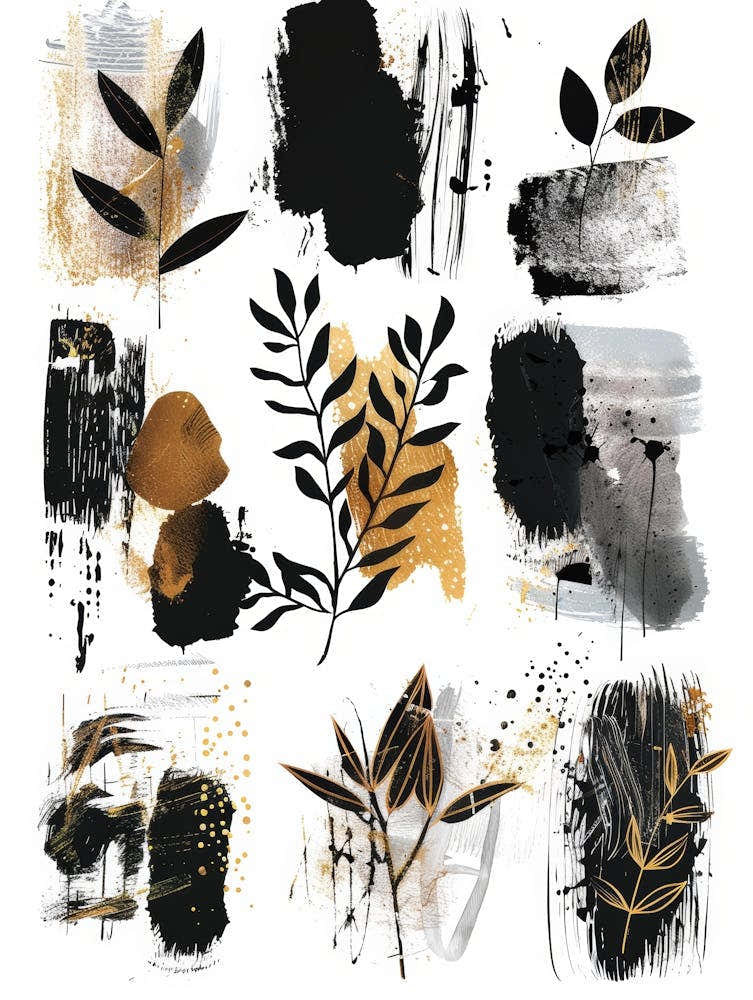 Black And Gold Abstract Painting 16