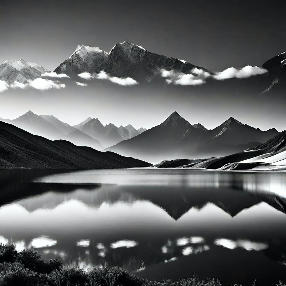 Black And White Mountain Landscape 22