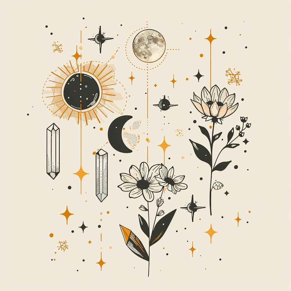 Minimalist Boho Celestial Moon