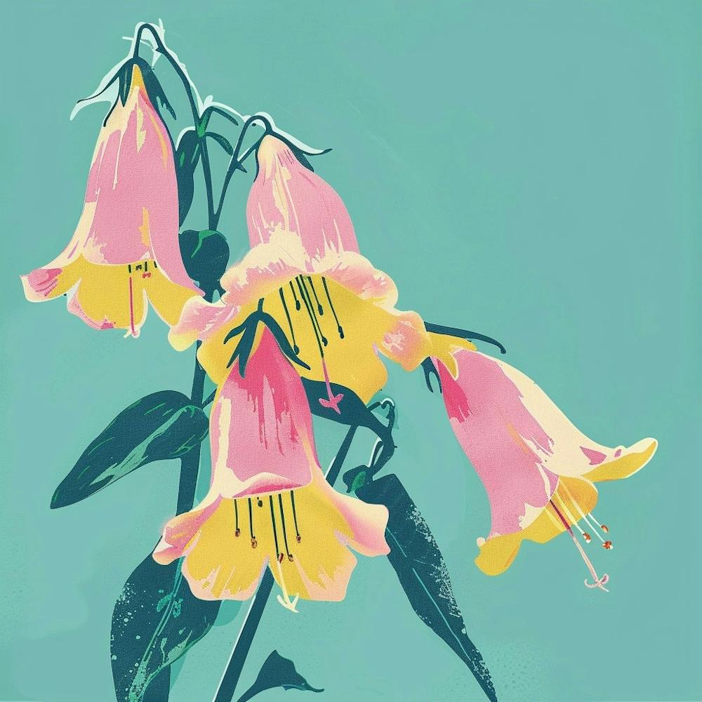 Canterbury Bells Square Flower Illustration
