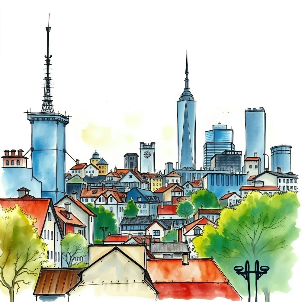 Watercolor Cityscape