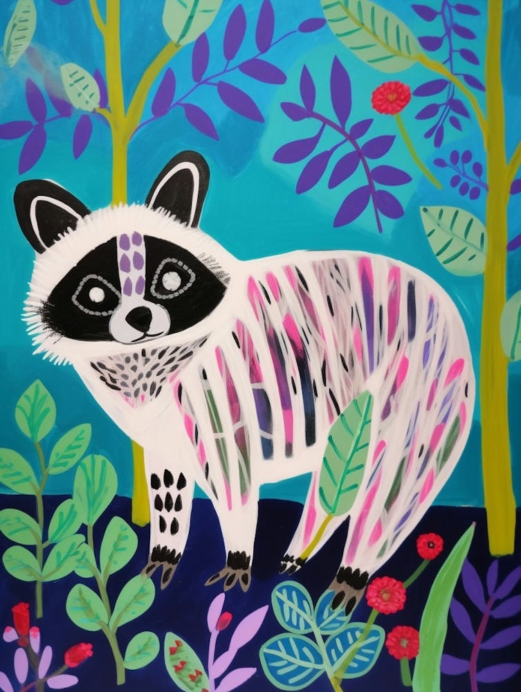 Maximalist Animal Painting Raccoon 8