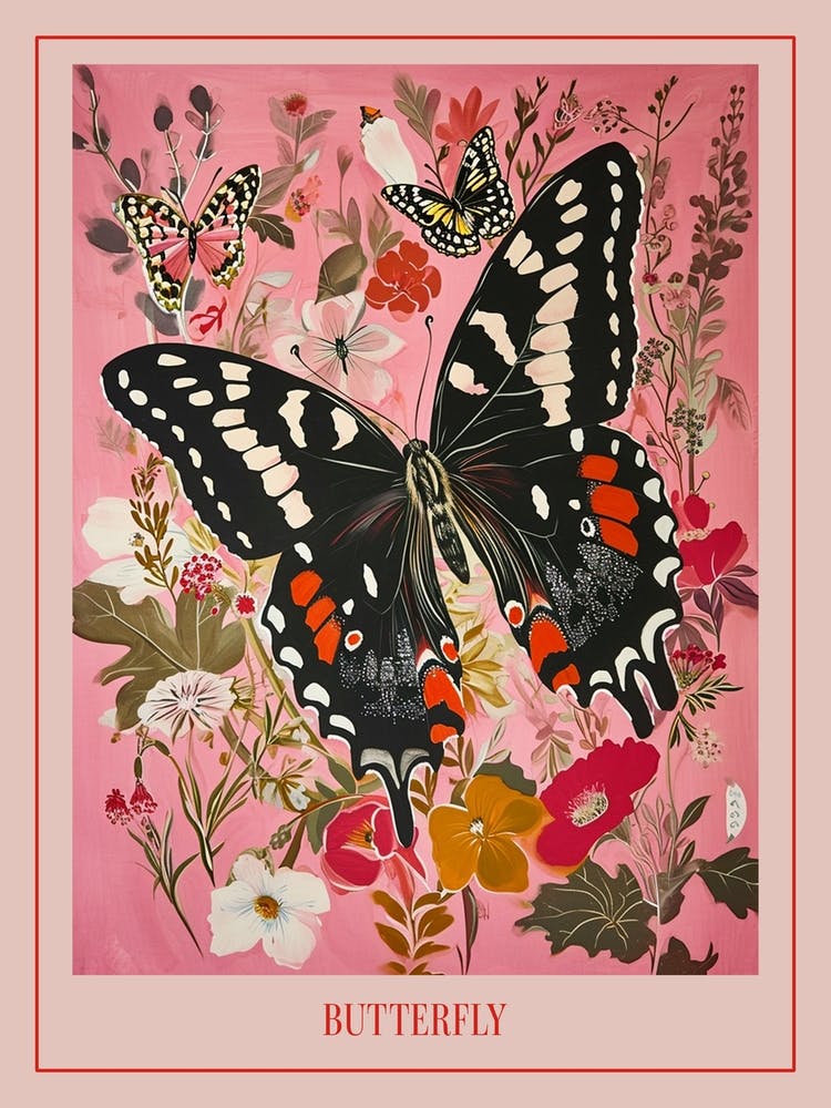 Floral Animal Painting Butterfly 4 Poster