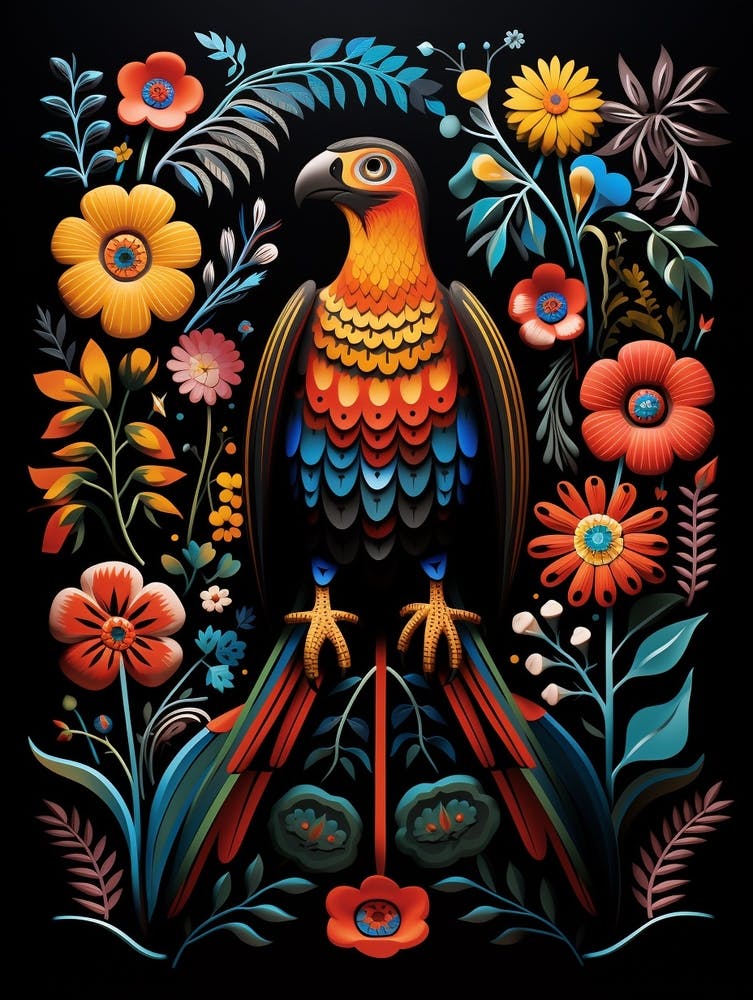 Folk Bird Illustration Falcon 4