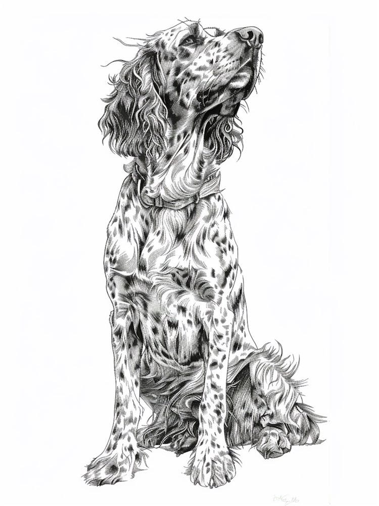 English Setter Dog Line Sketch 1