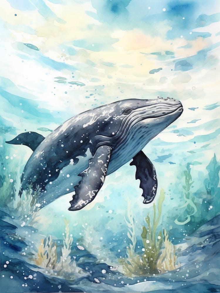 Storybook Illustration Of Whale