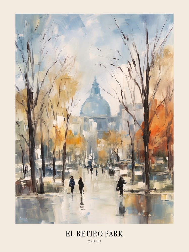 Winter City Park Poster El Retiro Park Madrid Spain 1