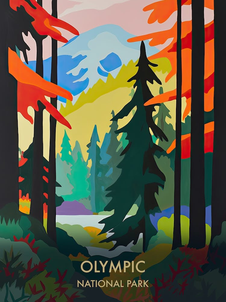 Olympic National Park Travel Poster Matisse Style 6