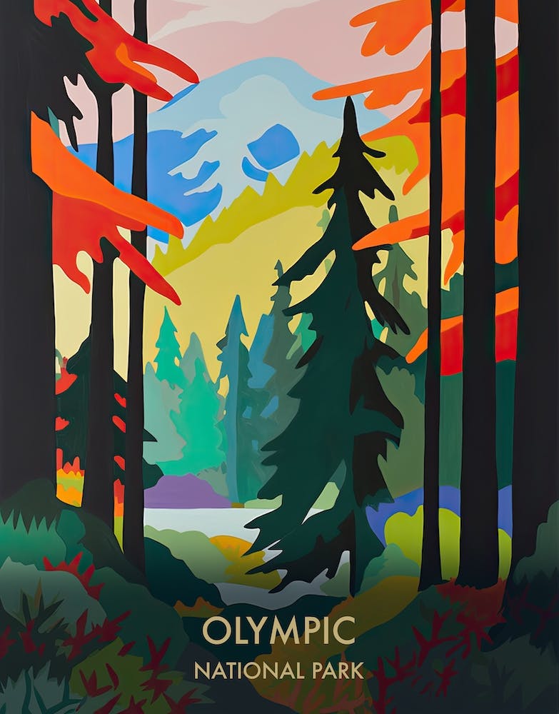 Olympic National Park Travel Poster Matisse Style 6