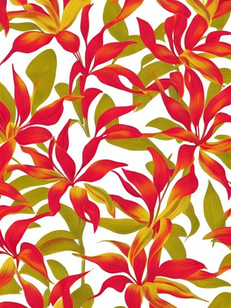 Heliconia Floral Print Warm Tones 1 Flower