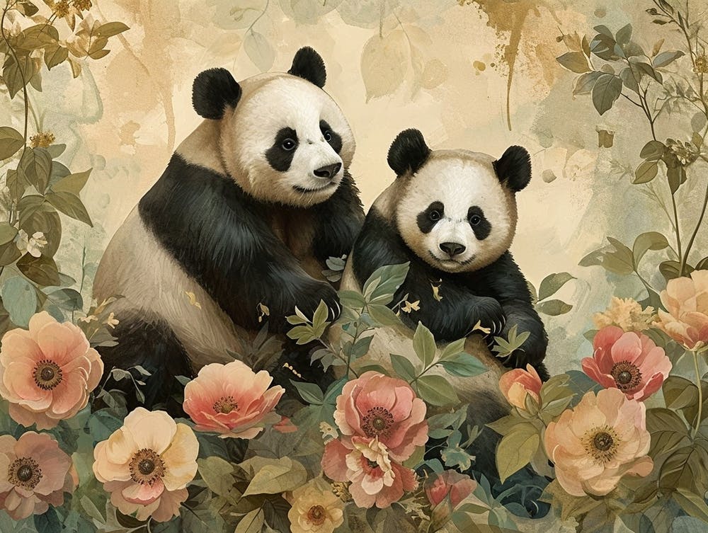 Florale Tierillustration Panda 3