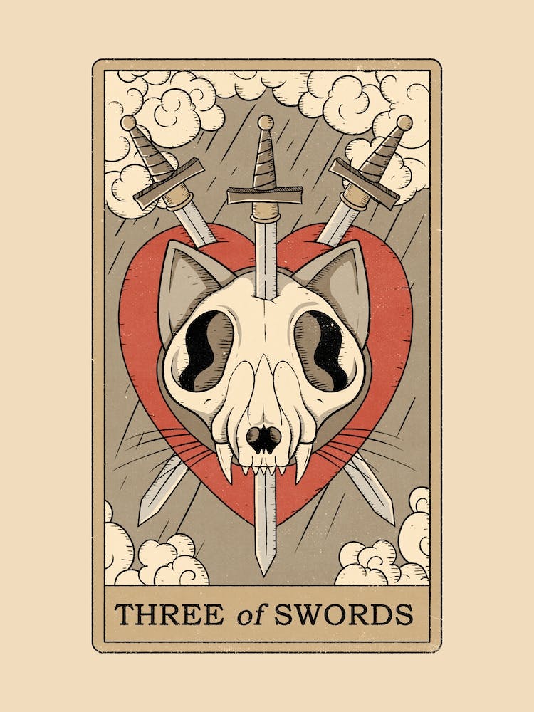 Three Of Swords   Cats Tarot
