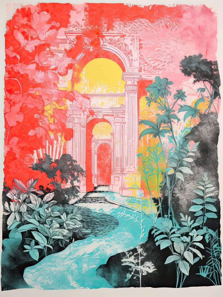Palace De Queluz Gardens Abstract Riso Style 1