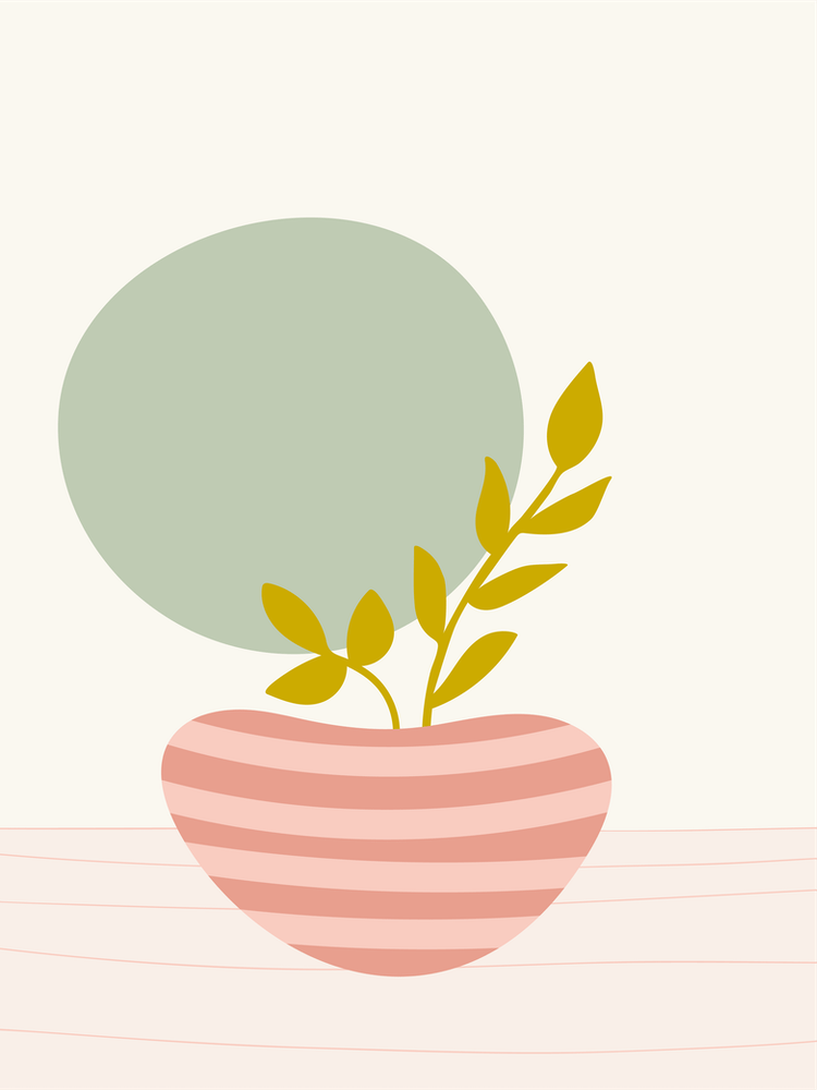 Vase With Foliage And Round Shape 1