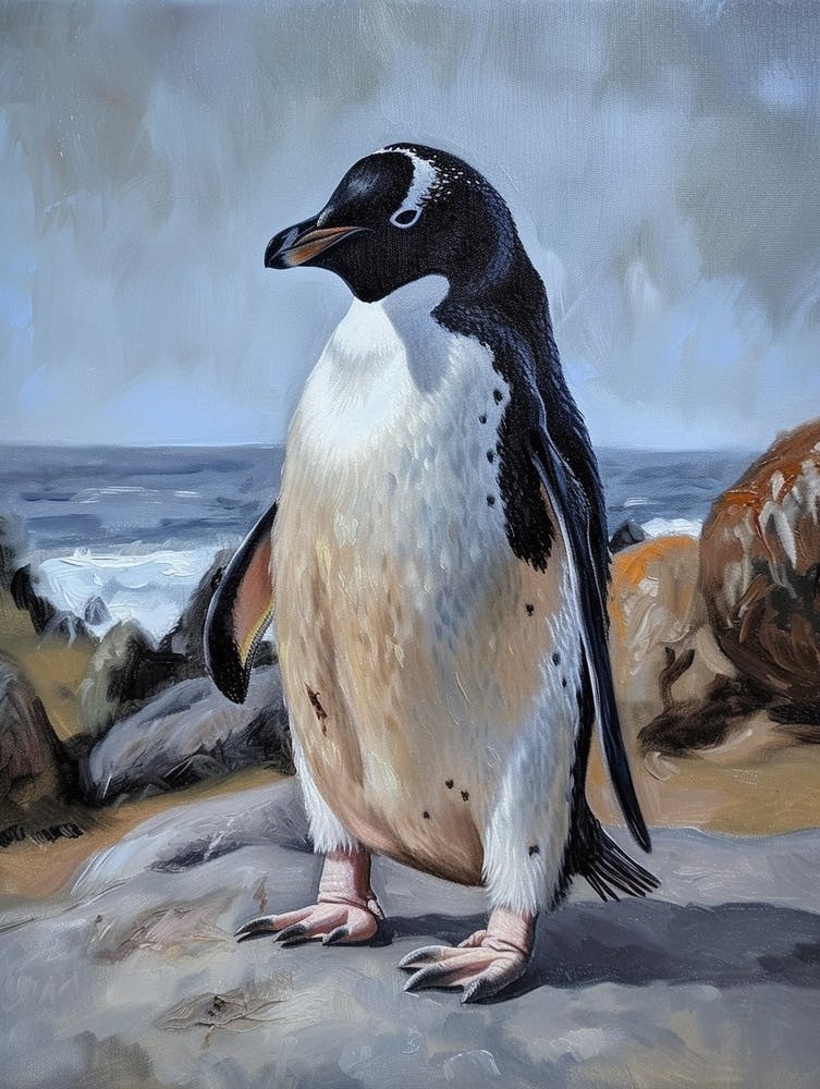 Adlie Penguin Cuverville Island Oil Painting 2