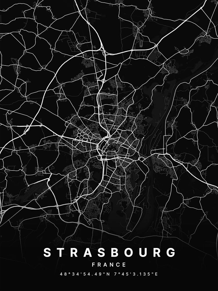 Strasbourg France Black Map