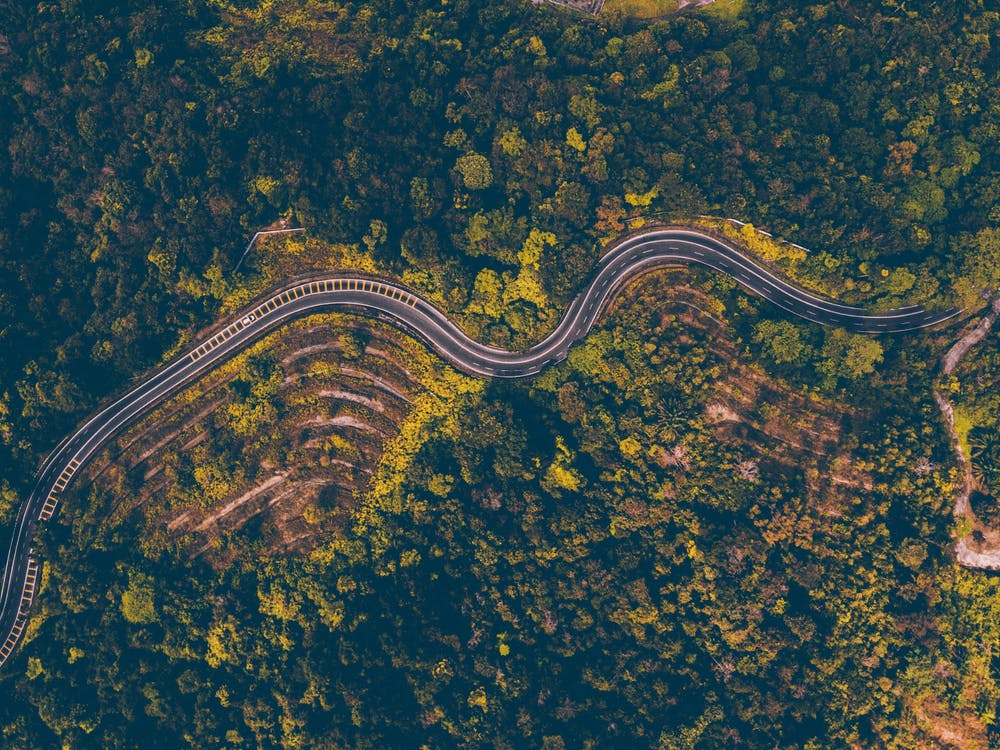 Aerial View Of A Winding Road