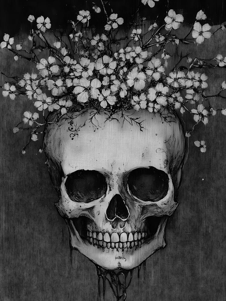 Skull With Flowers 1