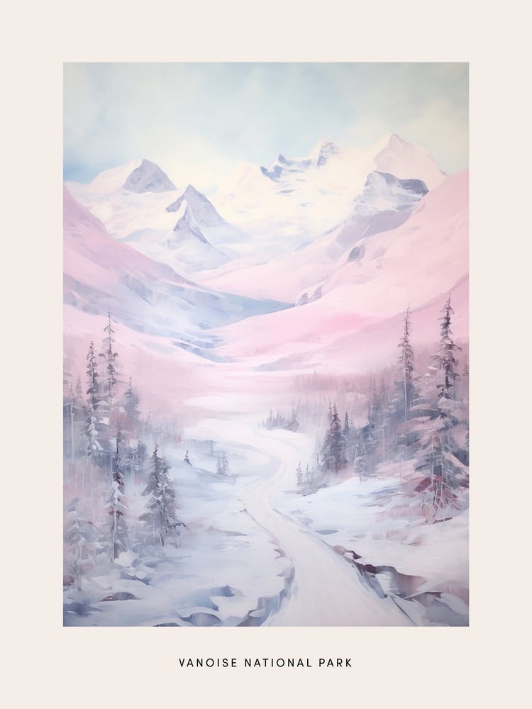 Dreamy Winter National Park Poster  Vanoise National Park France 1