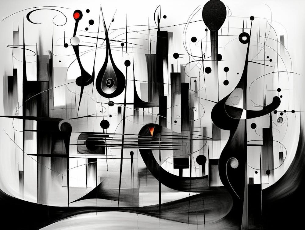 Cosmic Symphony Abstract Black And White 4