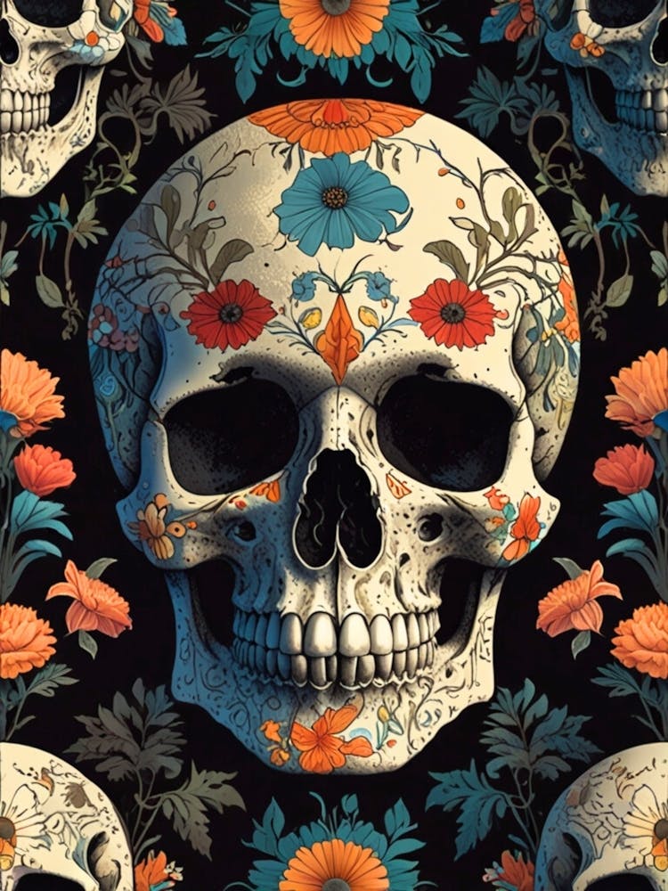 Skulls And Flowers 1