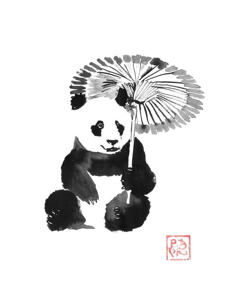 Panda In The Rain