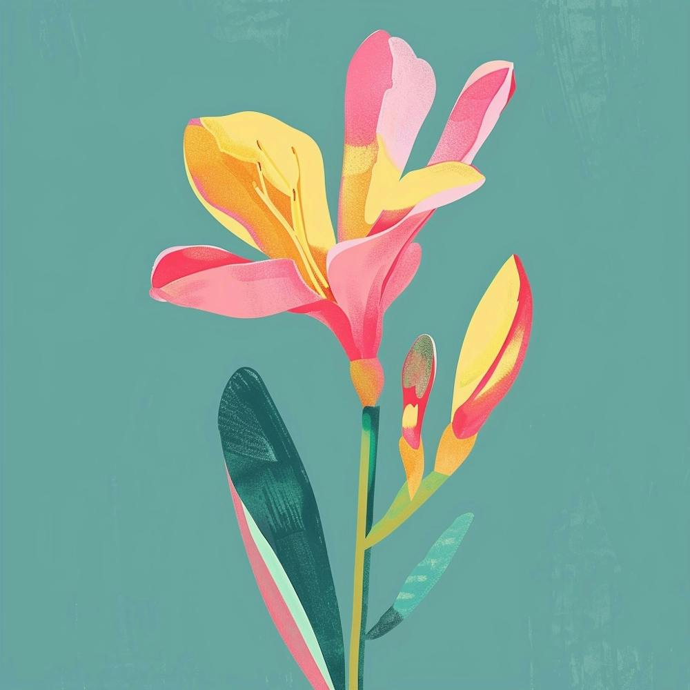 Freesia 1 Square Flower Illustration
