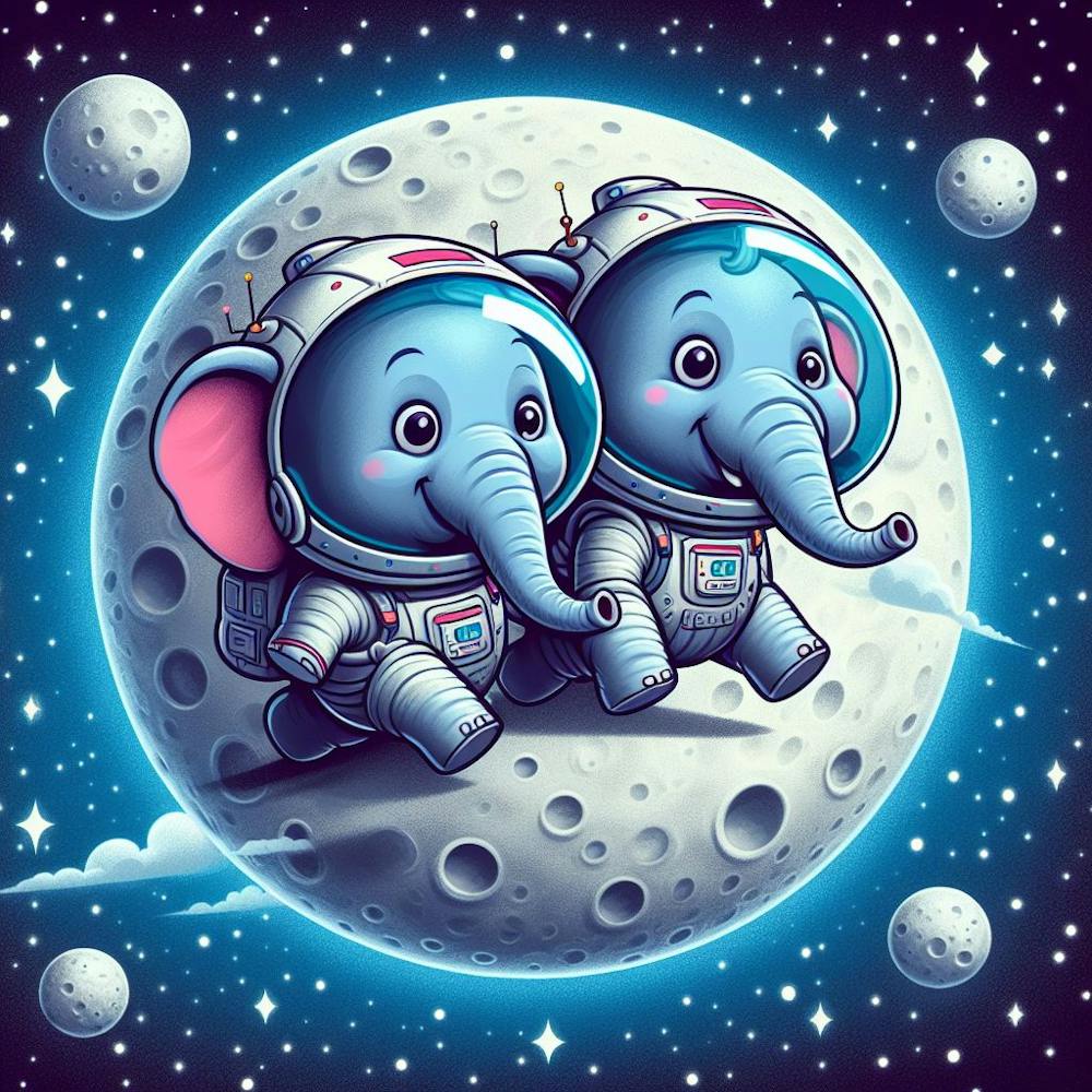 Two elephants on moon
