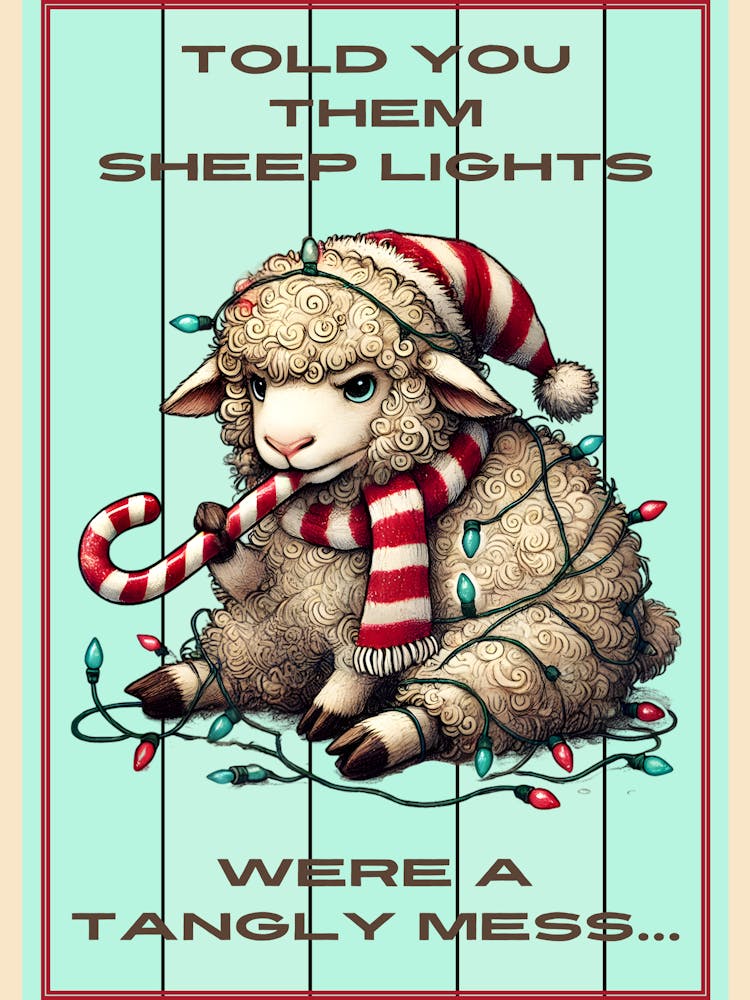 Cute Sheep in Christmas Lights