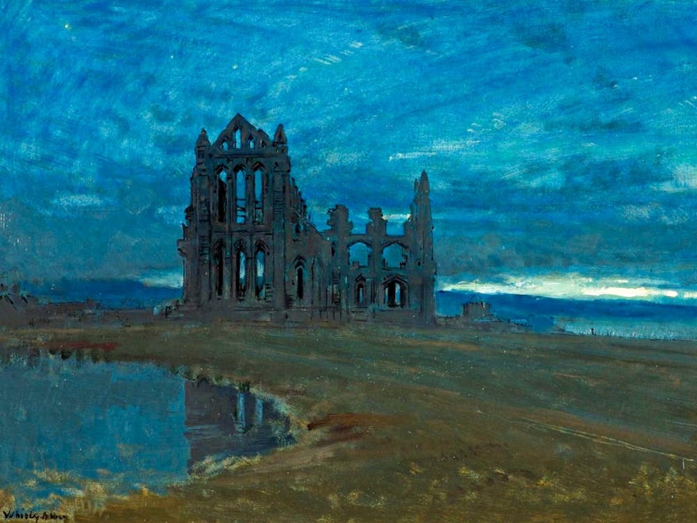 Whitby Abbey Yorkshire 1910 Painted by Albert Goodwin Wall | Fully Remastered Clear and Bright for Gloomy Gothic Vampire Altar Wall Feature in HD