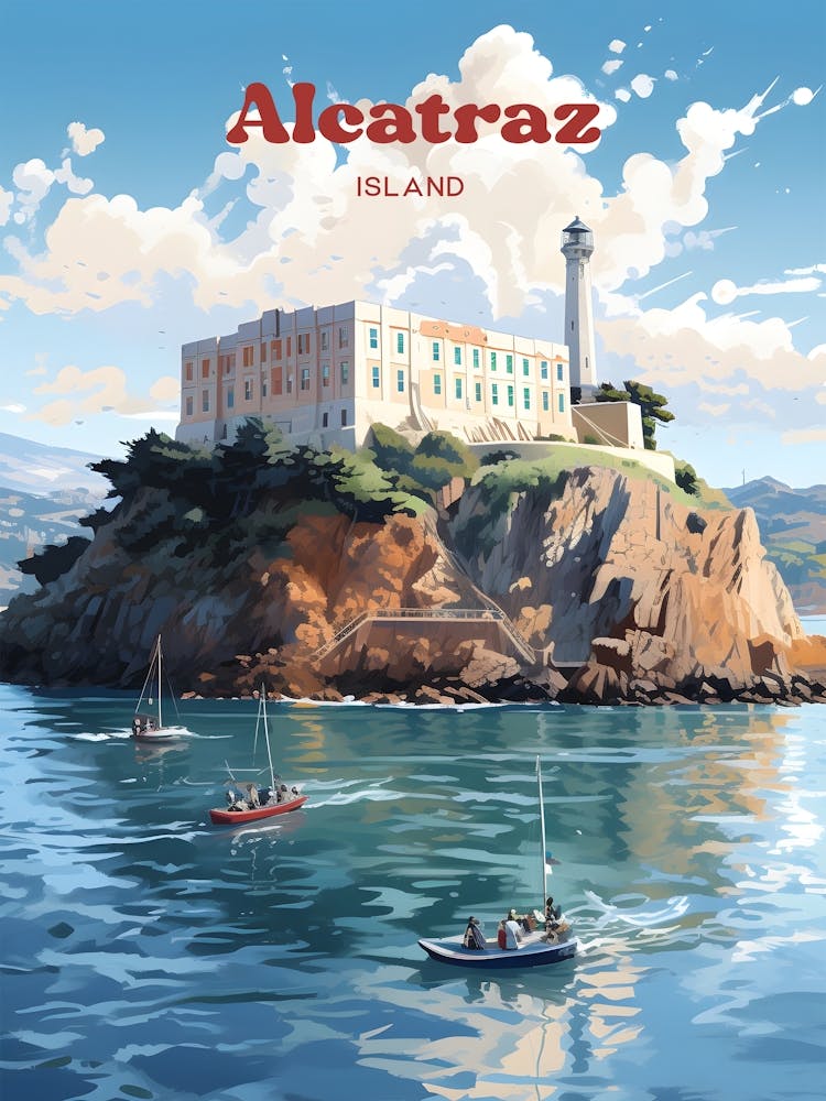 Alcatraz San Francisco California United States Travel Illustration