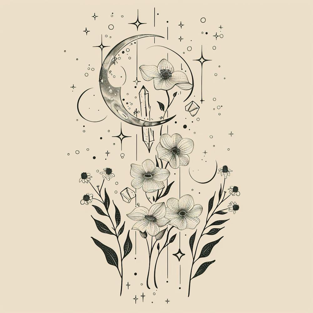 Minimalist Boho Celestial Moon 13